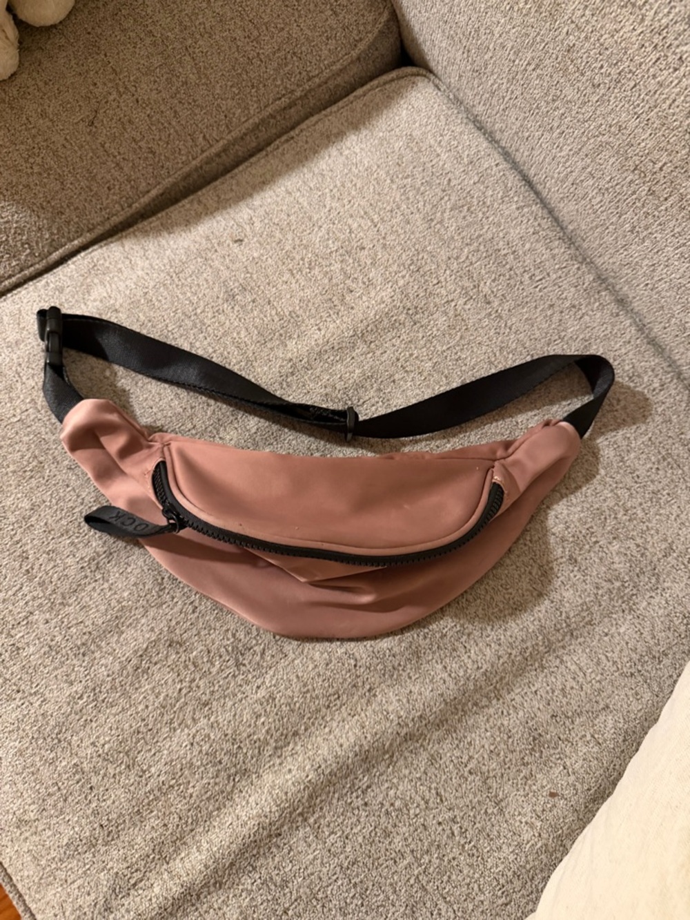 Bershka Dusty Rose Waist Bag with Black Strap